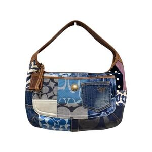 Coach Ergo Patchwork Hobo Blue Denim Jacquard Leather Y2K 10808